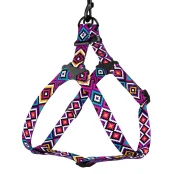 Шлея BronzeDog Tribal для собак, нейлон, принт гуцульский, фиолетовый, 45-60 см