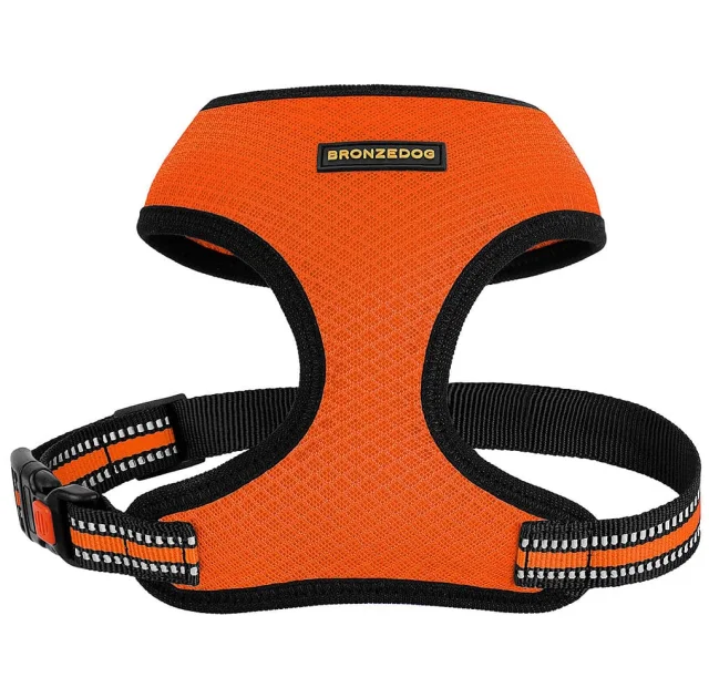 Шлея BronzeDog Mesh для собак мелких пород, сетчатый нейлон, оранжевый, 40-46 см