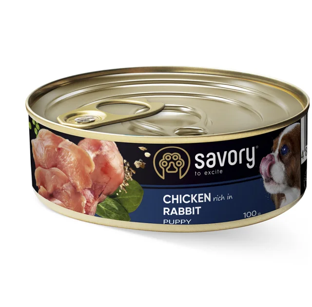 Влажный корм Savory Puppy Chicken&Rabbit для щенков, курица с кроликом, 100 г