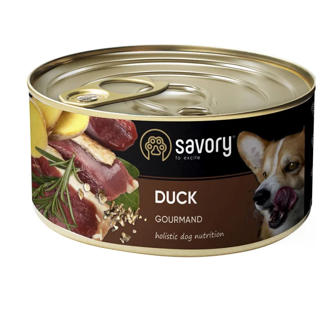 Влажный корм для взрослых собак Savory, с уткой, 200 г