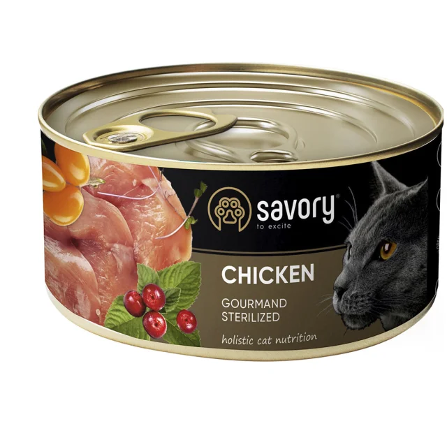 Вологий корм для стерилізованих котів Savory, з куркою, 200 г