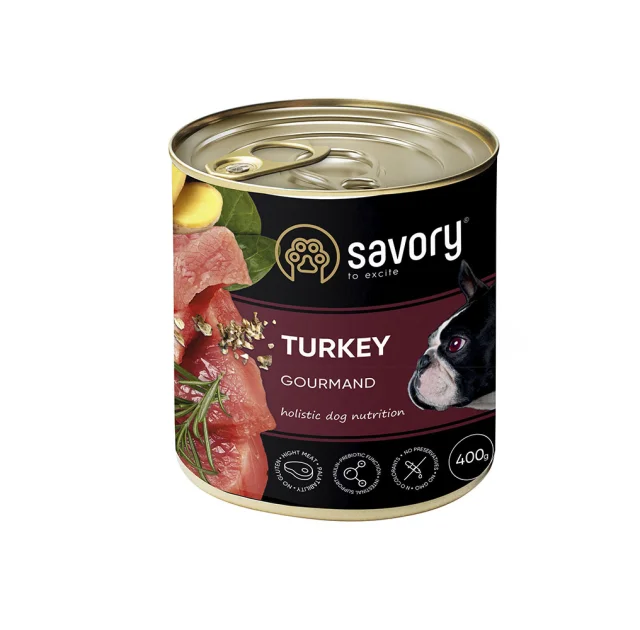 Влажный корм для взрослых собак Savory, с индейкой, 400 г