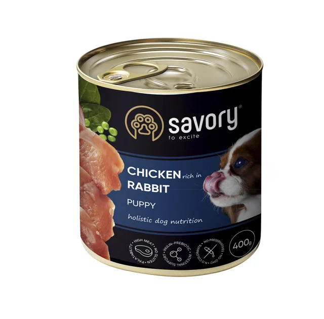 Влажный корм Savory Puppy Chicken&Rabbit для щенков, курица с кроликом, 400 г