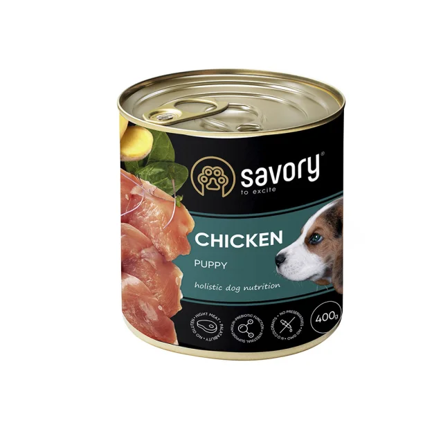 Влажный корм для щенков Savory, с курицей, 400 г