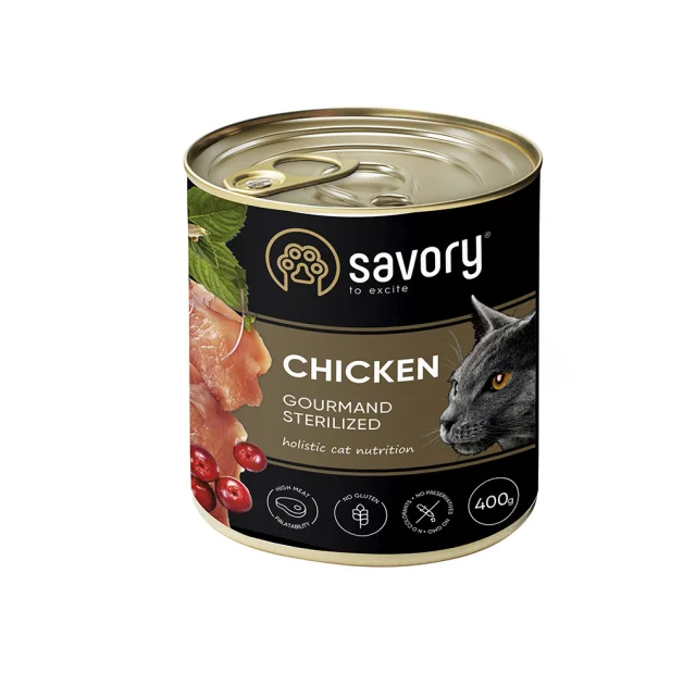 Влажный корм для стерилизованных котов Savory, с курицей, 400 г