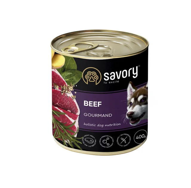 Влажный корм для взрослых собак Savory, с говядиной, 400 г