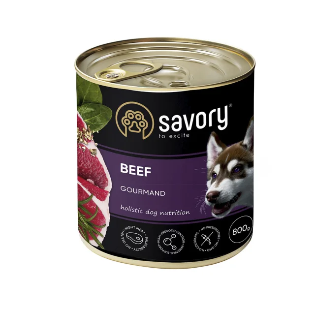 Влажный корм для взрослых собак Savory, с говядиной, 800 г