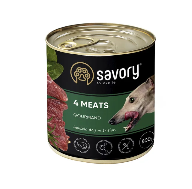 Влажный корм для взрослых собак Savory, с четырьмя видами мяса, 800 г