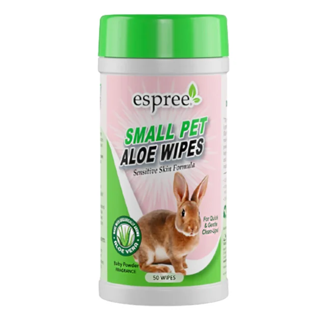 Влажные салфетки ESPREE Small Animal Wipes с ароматом детской присыпки, для груминга мелких животных, 50 шт