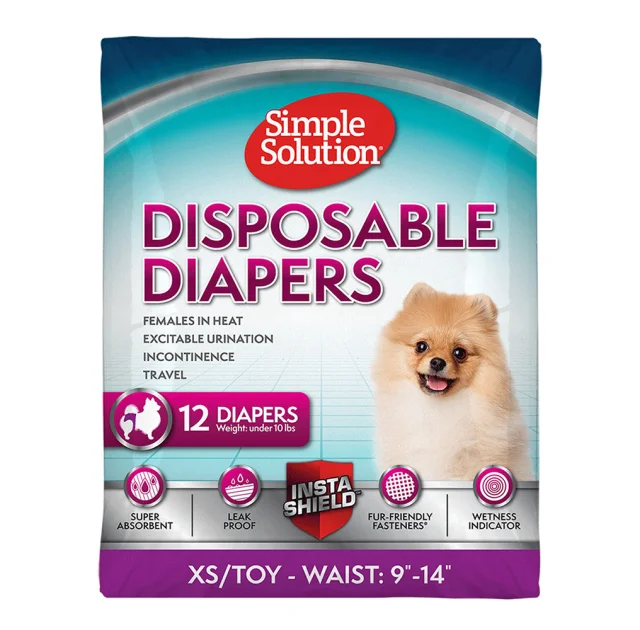 Гигиенические подгузники Simple Solution Disposable Diapers XS/TOY для собак, 23-36см, до 4кг, 12 шт