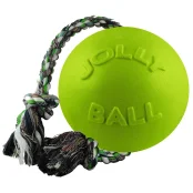Игрушка Jolly Pets Romp-n-Roll мяч с канатом, средняя, для собак 9-27 кг, зелёная, 16 см