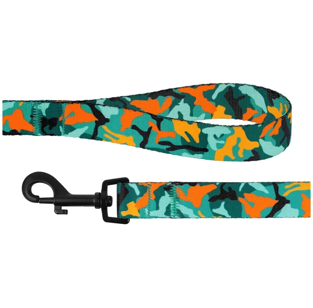Поводок BronzeDog Camo для собак, нейлон, зелёный, 152×2 см