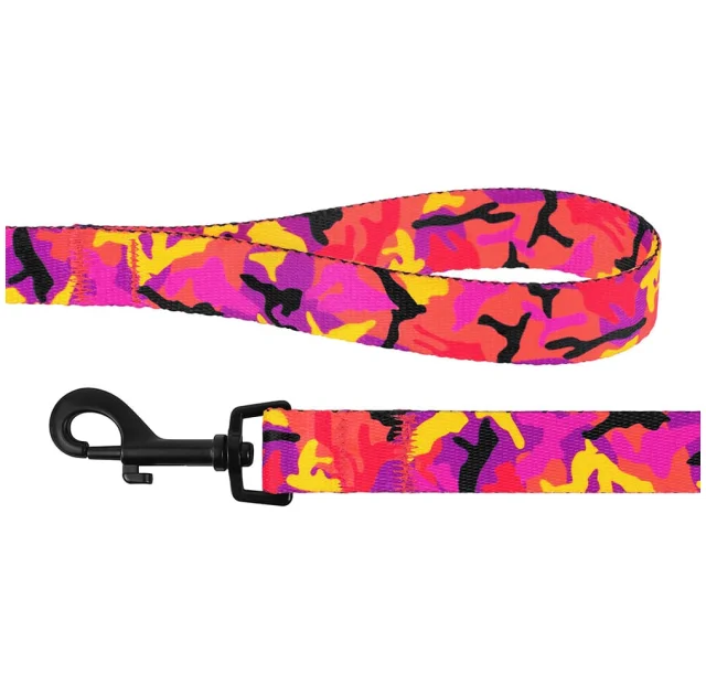 Поводок BronzeDog Camo для собак, нейлон, розовый, 152×2 см