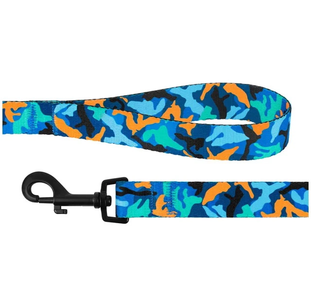 Поводок BronzeDog Camo для собак, нейлон, синий, 152×2 см