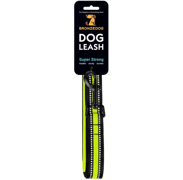 Повідець BronzeDog Mesh для собак, сітчастий нейлон, лимон, 200×2.5 см