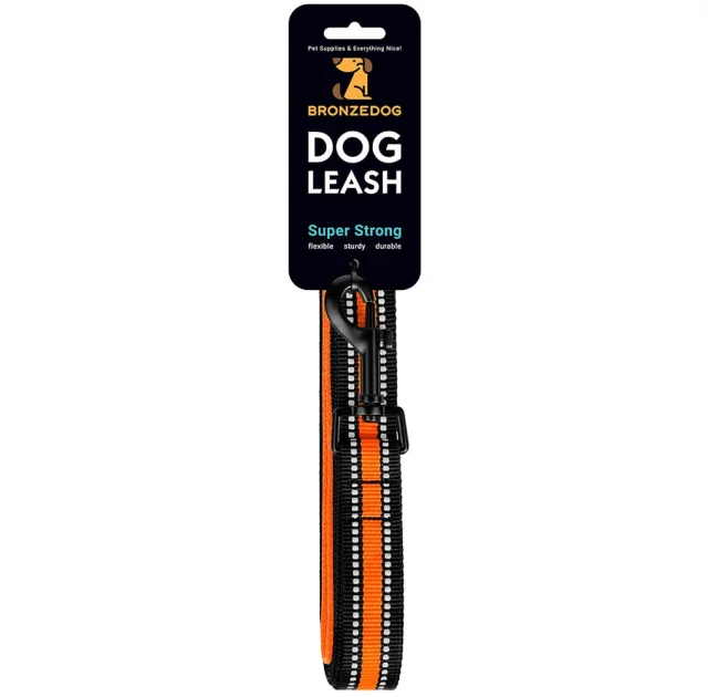 Поводок BronzeDog Mesh для собак, сетчатый нейлон, оранжевый, 200×2.5 см