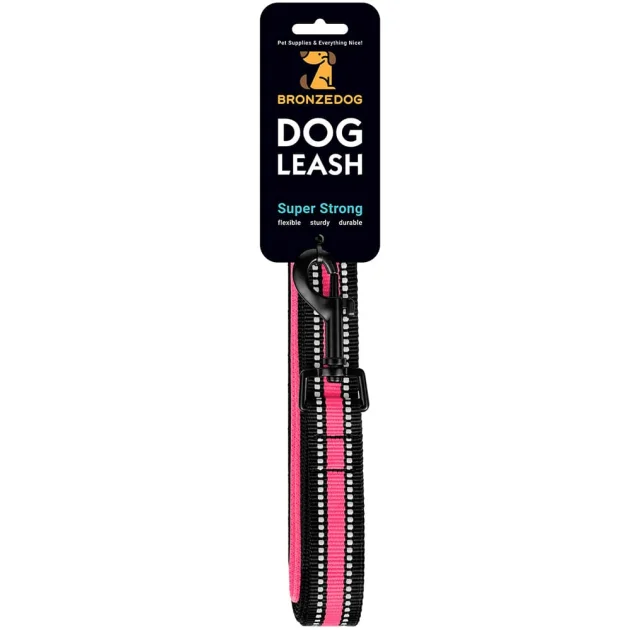 Поводок BronzeDog Mesh для собак, сетчатый нейлон, розовый, 200×2.5 см