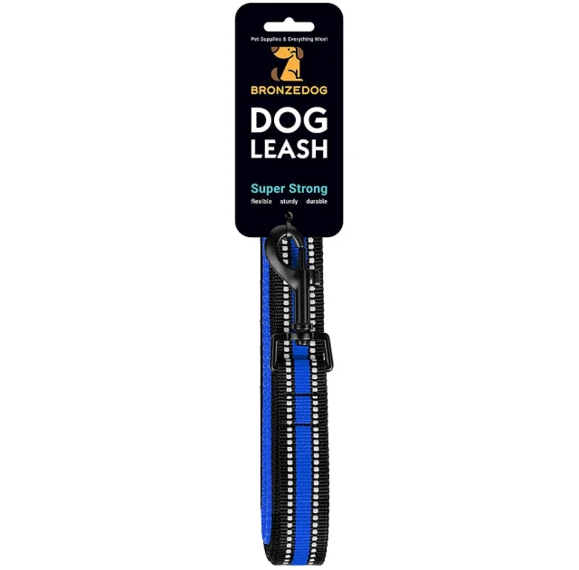 Поводок BronzeDog Mesh для собак, сетчатый нейлон, синий, 200×2.5 см