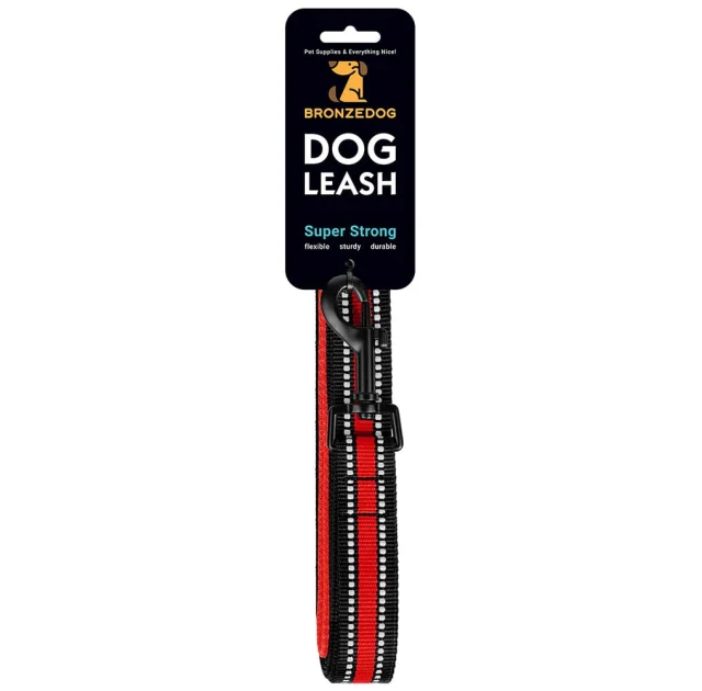 Повідець BronzeDog Mesh для собак, сітчастий нейлон, червоний, 200×1.6 см