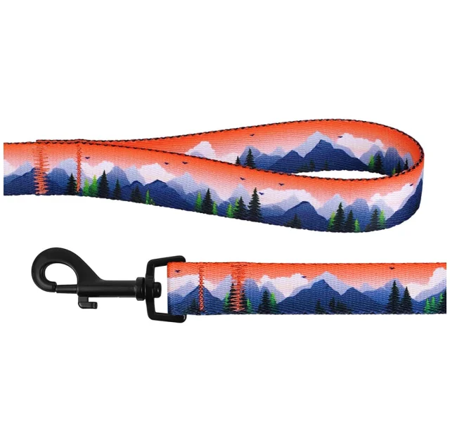 Поводок BronzeDog Travel для собак, нейлон, принт горы, 152×2.5 см