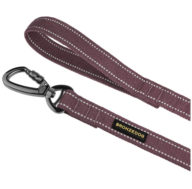 Поводок BronzeDog Cotton для собак, брезент с карабином на замке, чери, 500×2 см