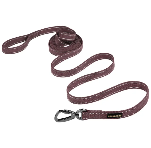Поводок BronzeDog Cotton для собак, брезент с карабином на замке, чери, 500×2 см