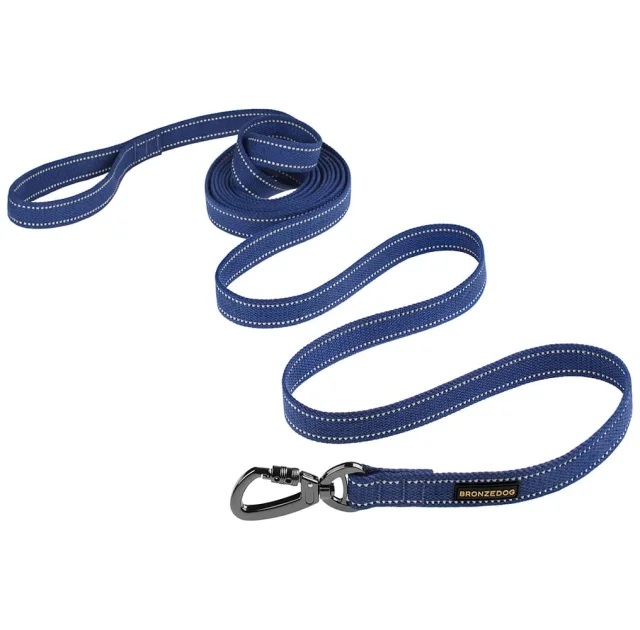 Поводок BronzeDog Cotton для собак, брезент с карабином на замке, синий, 500×3.2 см