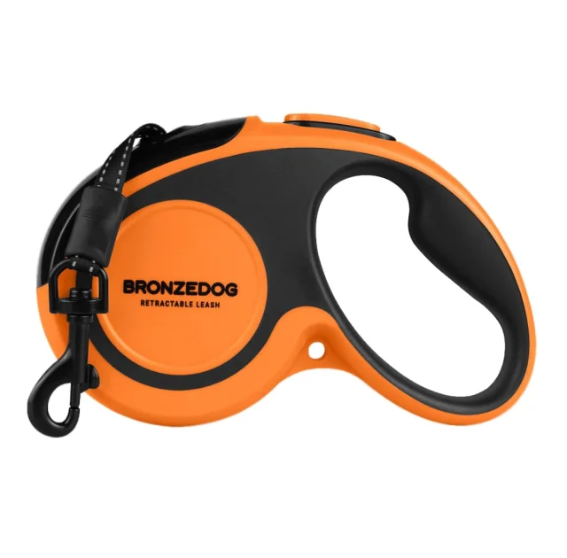 Поводок-рулетка BronzeDog Premium с рефлекторной лентой, до 50 кг, оранжевый, 5 м