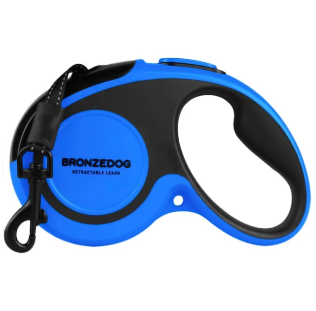 Поводок-рулетка BronzeDog Premium с рефлекторной лентой, до 50 кг, синий, 5 м