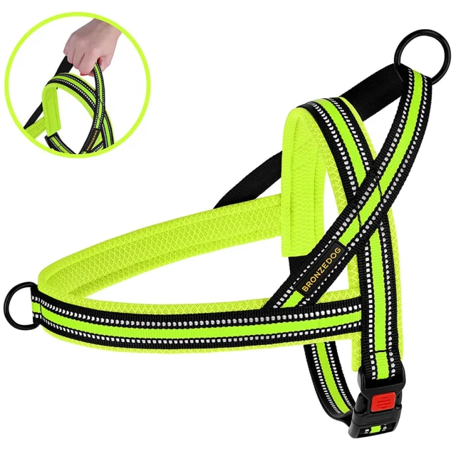 Шлея BronzeDog Mesh Скандинавская для собак, лимонный, 32-38 см