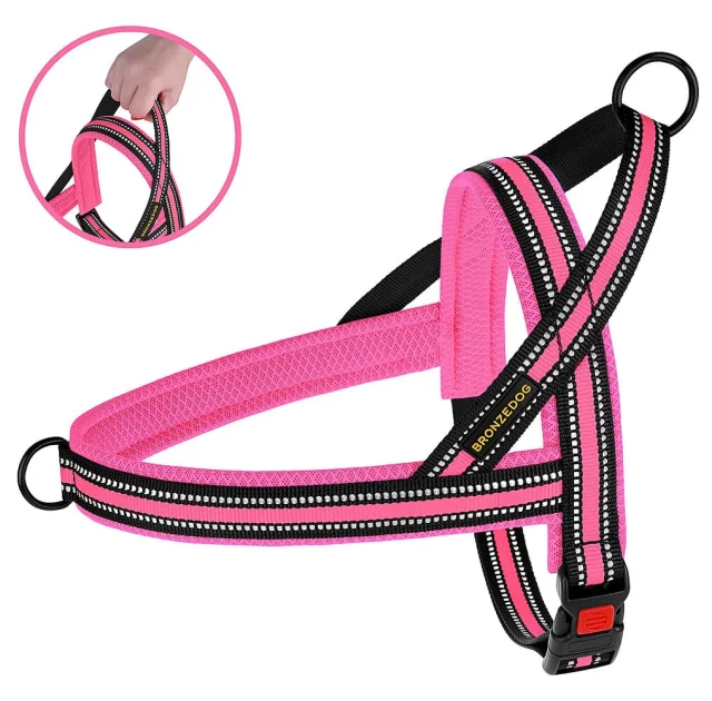 Шлея BronzeDog Mesh Скандинавская для собак, розовый, 32-38 см