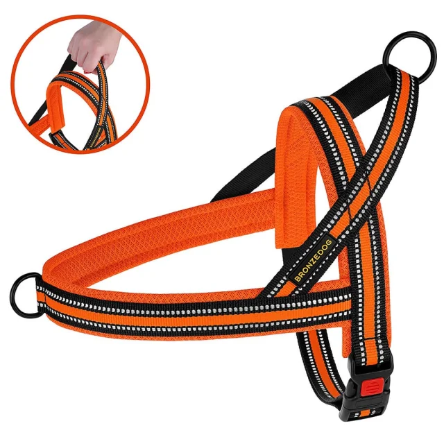 Шлея BronzeDog Mesh Скандинавская для собак, оранжевый, 44-60 см