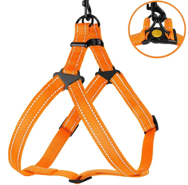 Шлея BronzeDog Active для собак, светоотражающий нейлон, оранжевый, 45-60 см