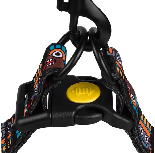 Шлея BronzeDog Tribal для собак, нейлон, принт маска, чорний, 45-60 см