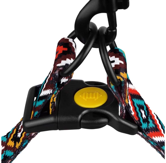 Шлея BronzeDog Tribal для собак, нейлон, принт гуцульський, ментоловий, 45-60 см
