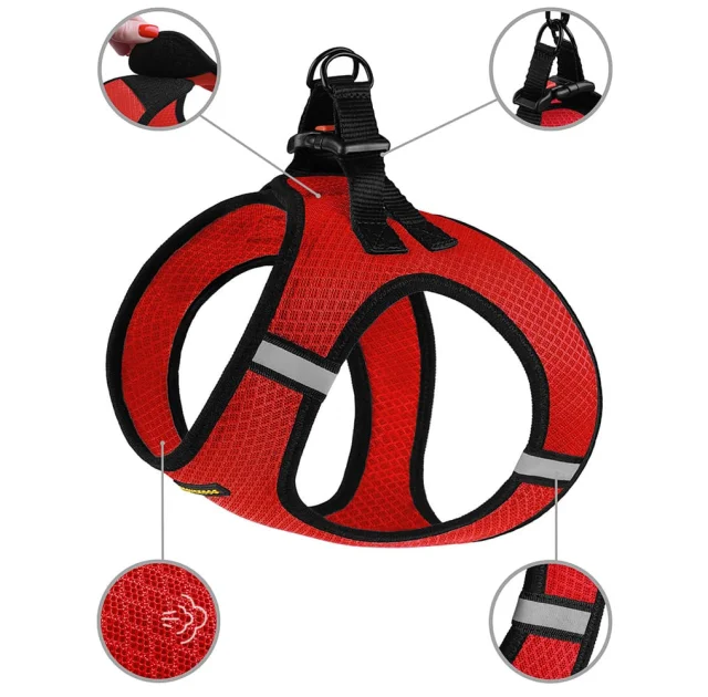 Шлея BronzeDog Mesh Vest для собак, сетчатый нейлон, красный, 26-29 см