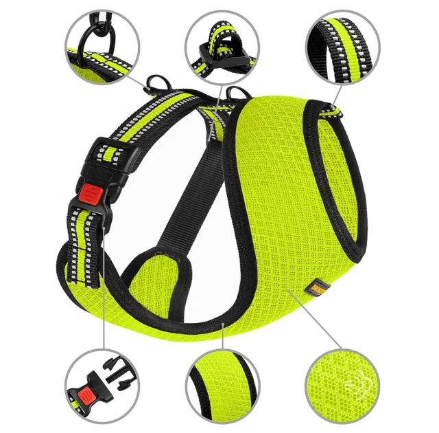 Шлея BronzeDog Mesh для собак мелких пород, сетчатый нейлон, лимонный, 35-38 см