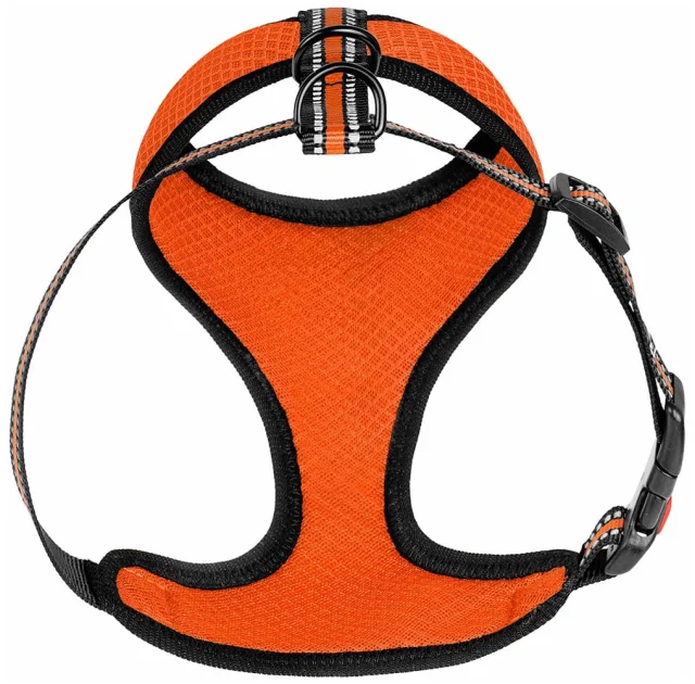 Шлея BronzeDog Mesh для собак мелких пород, сетчатый нейлон, оранжевый, 35-38 см