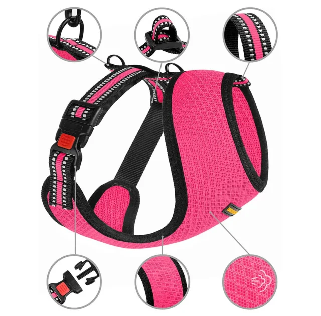 Шлея BronzeDog Mesh для собак мелких пород, сетчатый нейлон, розовый, 28-33 см
