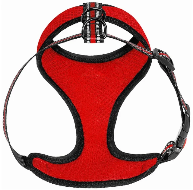 Шлея BronzeDog Mesh для собак мелких пород, сетчатый нейлон, красный, 40-46 см