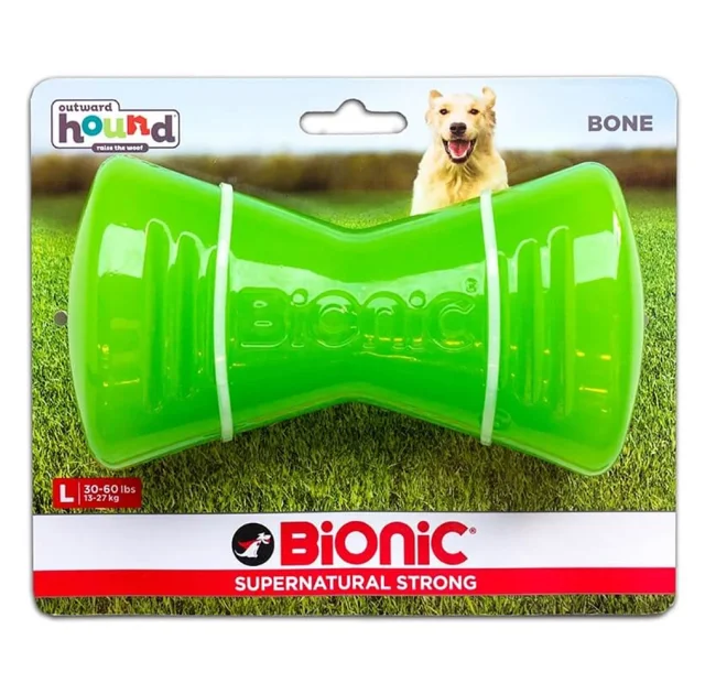 Игрушка Bionic Bone кость большая, для собак 14-27 кг, зелёная, 14.7×7.9×6.4 см