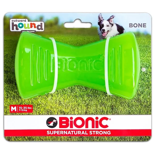 Игрушка Bionic Bone кость средняя, для собак 7-14 кг, зелёная, 12×6.6×5.3 см