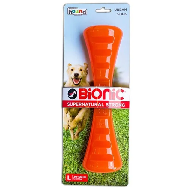 Игрушка Bionic Opaque Stick гантель большая, для собак 14-27 кг, оранжевая, 24.5×6.9×5.6 см