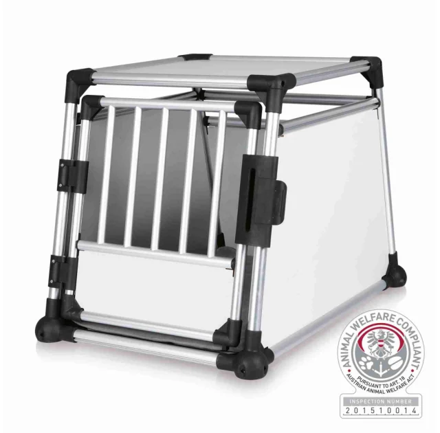 Транспортировочный бокс Trixie M-L для собак, серебро, 63×65×90 см