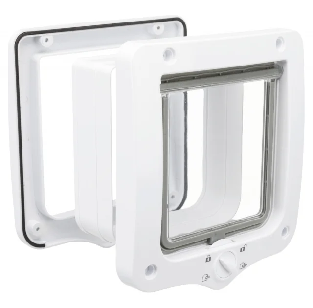 Дверца Trixie 4-Way Flap Door with Tunnel для кошек, с дополнительными элементами, белая, 20×22 см