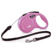 Рулетка Flexi New Classic S, для собак до 12 кг, 8 м, трос, рожева