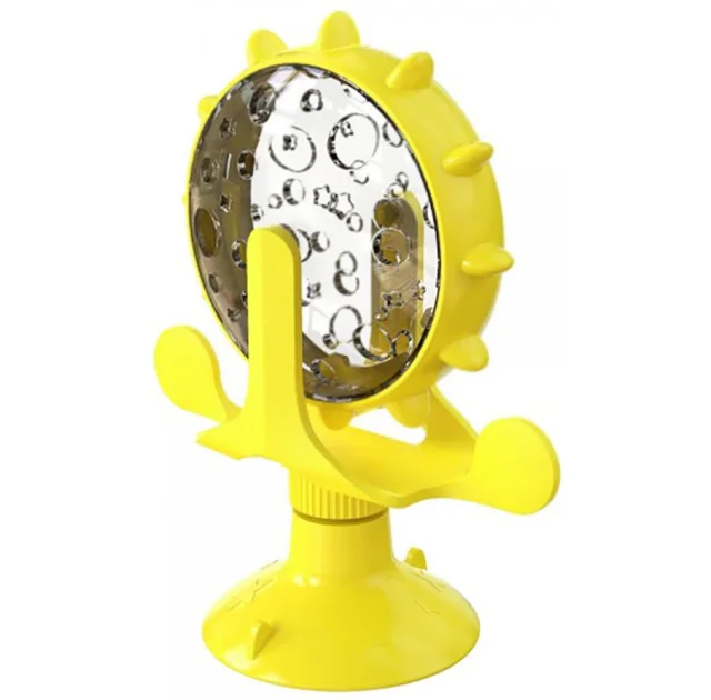 Игрушка-кормушка для кошек BronzeDog PetFun, на присоске, жёлтый, 14×17 см