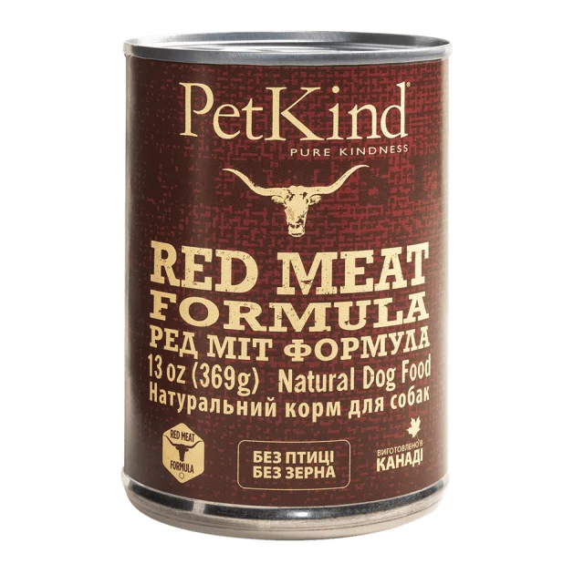 Консерва PetKind Red Meat Formula для собак, говядина/рубец/ягнёнок, 369 г