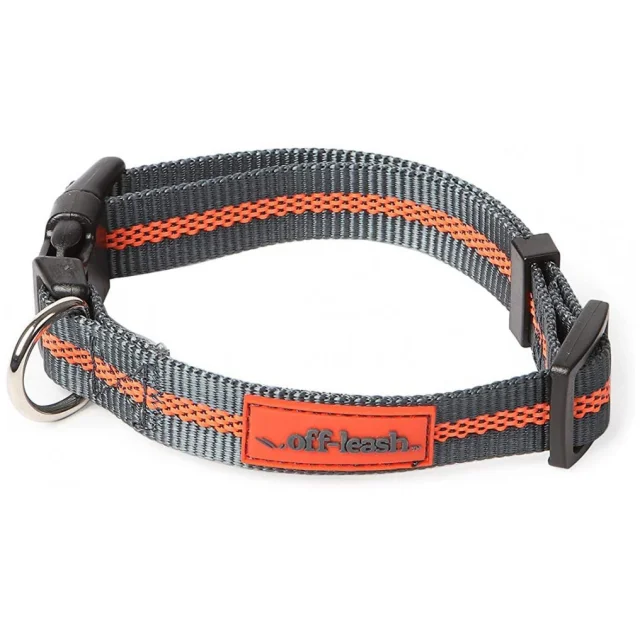 Ошейник DEXAS Off Leash для собак, нейлон, малый, 2 см/25.4-40.6 см, серый-оранжевый