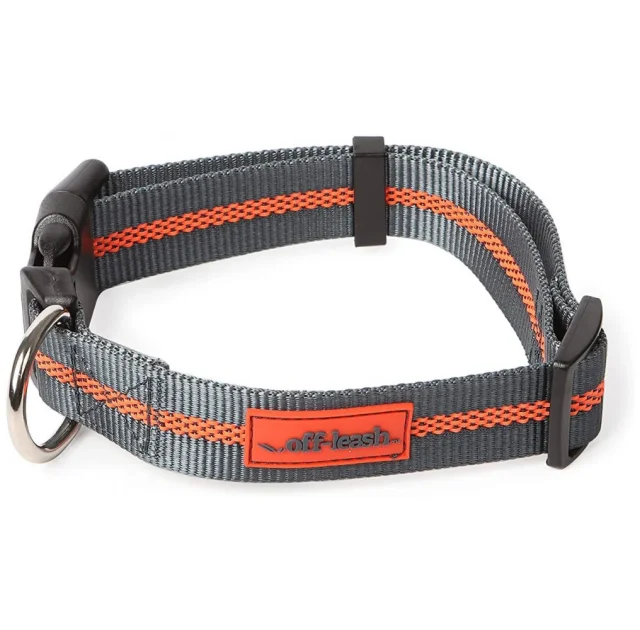 Нашийник DEXAS Off Leash для собак, нейлон, середній, 2.5 см/35.5-50.8 см, сірий-помаранчевий